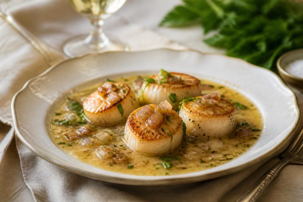 découvrez la recette facile et gourmande des saint-jacques au vin blanc et échalote, un plat raffiné parfait pour vos repas festifs ou en famille.
